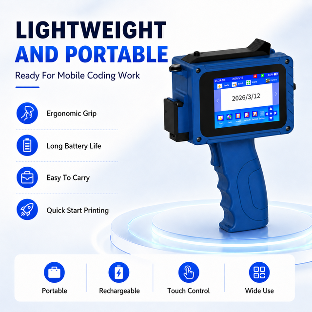 Efficient Portable Mini Handheld Inkjet Label Printer for Box Logo Expiry Date Batch Code Printing Flex Support Battery Powered