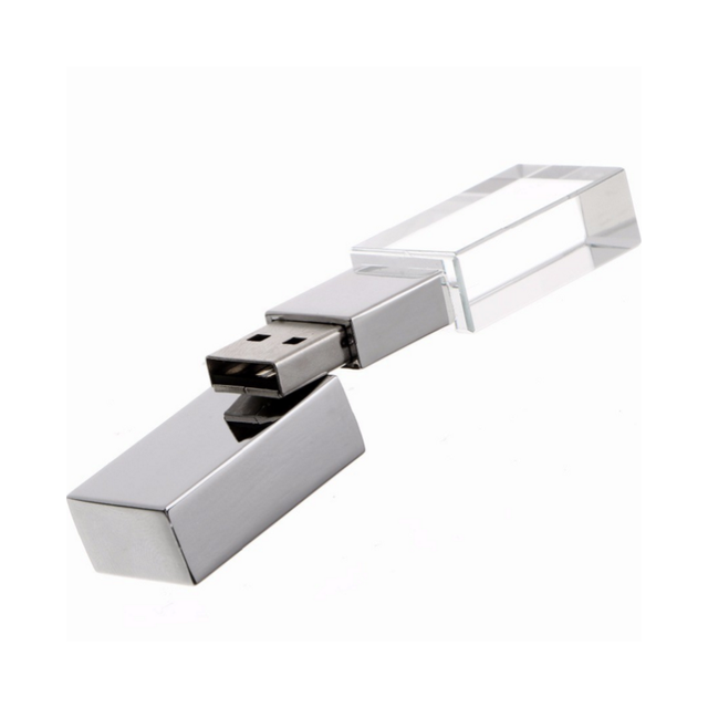 Customized Crystal LED Light Glass USB Flash Drive 2.0/3.0 High-Speed New Wedding Box Multi-GB Storage Custom OEM Logo
