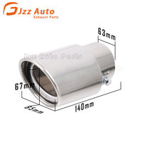 Knalpot lurus mobil, ujung knalpot Stainless Steel perak ujung 2.5 "Inlet Oval