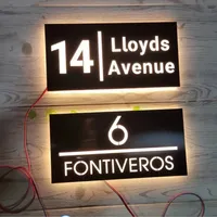 Plaque d'adresse LED personnalisée multi-tailles 40x20cm pour maison/entreprise - Plaque de numéro 3D en acrylique lumineuse à fixer au mur, blanc chaud 12V