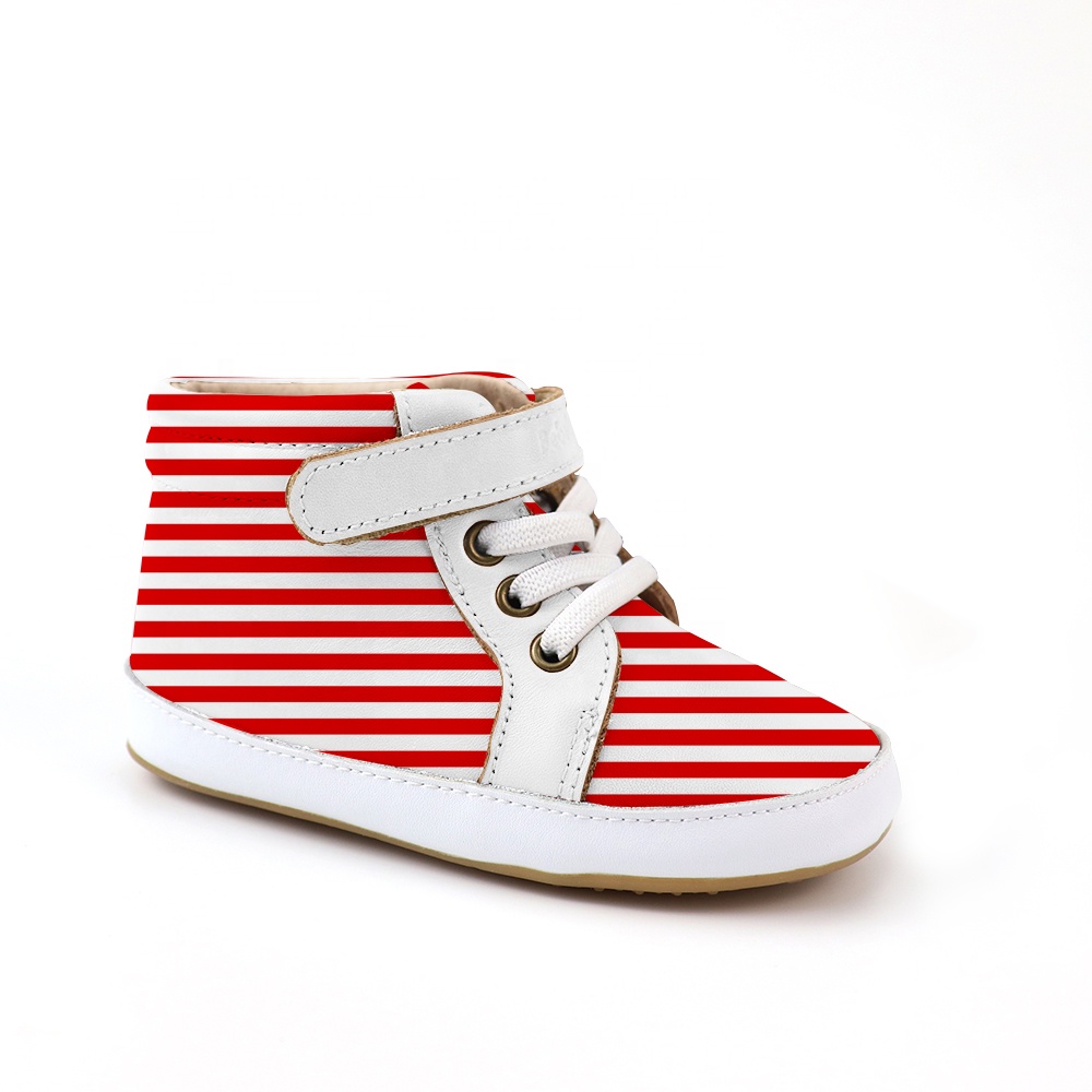 High Top Sneaker Print Leather Baby Boys Girls Casual Shoes for Anti-slip Sole