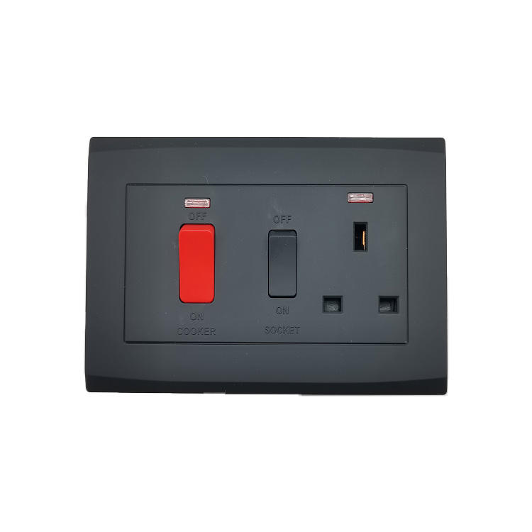 Universal Best Seller Light Dimmer Electrical Switch Black Color 10A Wall Mounted Rotary Switches and Socket for Home