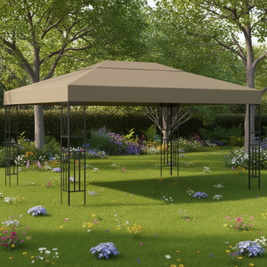 Gazebo de Tela Color Taupe, 118.1"x157.5", Rectangular, para Exteriores, Resistente a la Intemperie, con Estructura de Acero, Estilo Clásico - Product Image 2