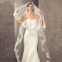Voile de Mariée LUOXIN Meilleure Vente Long en Tulle une Couche avec Dentelle
