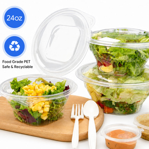 Envases Redondos Desechables de PET para Alimentos, con Logotipo Personalizado, de 24 oz, Tipo Clamshell, con Tapa, para Exportación - Product Image 1