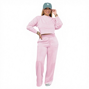 Nouvel ensemble de survêtement décontracté pour femme, hiver, uni, respirant, poids moyen, haute qualité, avec logo personnalisé, 100% coton - Product Image 2