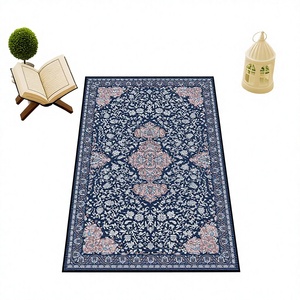 Alfombra de Oración Persa Rectangular con Patrón Geométrico, Pelo Plano, Espuma de Alta Densidad de 17 mm de Grosor, Base de Goma Antideslizante, Poliéster - Product Image 1