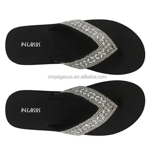 OEM Fashion shinning Rhinestone summer water sport leisure beach walking flip flop for ladies