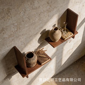 Wooden <b>Wall</b> <b>Mounted</b> <b>Shelf</b> Rectangle Retro Color Single Layer For Home Decoration Vases Books Ornaments - Product Image 5