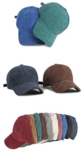 Casquette de baseball brodée ajustée en velours côtelé présentoir de chapeau de couleur unie - Product Image 6