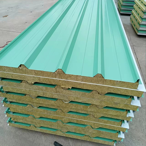 Paneles Sándwich de Lana de Roca, Panel de Techo Corrugado, Aislamiento Térmico Superior, Aislamiento Acústico para Sistemas de Techado y Revestimiento de Paredes - Product Image 1