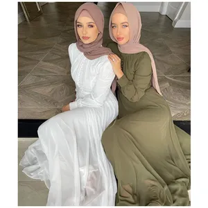 Yeni Model tasarımları sıkı Abaya Musulmane De Soiree dökün Femme uzun kollu müslüman elbise