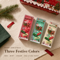 Jouet à presser en caoutchouc souple à récupération lente en forme de bâton de beurre, thème Noël, anti-stress, boîte de 12 pièces, couleurs rouge, menthe, vert, blanc
