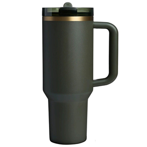 Vaso de acero inoxidable de 40oz, vaso de viaje, vaso aislado al vacío con asa, tapa de paja - Product Image 1