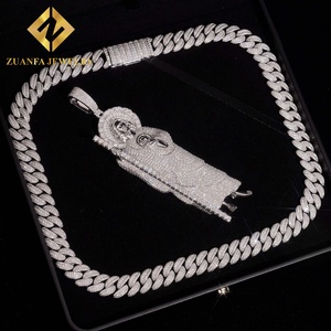 Rhodium-Plattiertes 925 Sterling Silber Iced Out Moissanit Heiliger Judas Anhänger Halsketten-Set Hip-Hop Schmuck Geschenk - Product Image 2