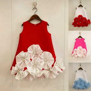 Vestido de Verano para Niñas, Diseño OEM ODM al por Mayor, sin Mangas, con Flores 3D, Línea A, con Perlas y Estambres, Ropa Infantil, Vestidos para Bebé<span class=keywords><strong>s</strong></span> - Product Image 2