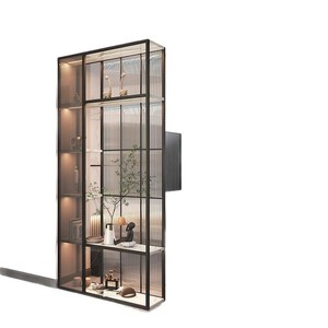 Armoire de séparation en acier inoxydable avec verre trempé, pour entrée et salon - Product Image 4