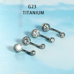 แหวนกระดุม G23ทำจากไทเทเนียมขนาด14กรัมประดับด้วยเม็ดเพชรเซอร์โคเนียแบบสองด้านสำหรับงานปาร์ตี้ของขวัญริมชายหาด - Product Image 4