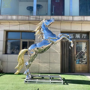 Escultura de Pegaso de Acero Inoxidable con Acabado Espejo para Exteriores, Figura Animal Decorativa para Montar en el Suelo - Product Image 5