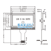 Écran LCD COG ChuanHangDisplay CH12864-8-3-L de 2,8 pouces, 66,0x37,65 mm, puce IC ST7567, affichage LCD 128x64 parallèle/série