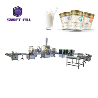 Ligne de production automatique de remplissage, de bouchage, d'étiquetage et d'emballage pour boissons, lait en poudre, protéines en poudre, yaourt en poudre