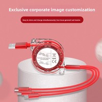 Kabel Pengisi Daya 3 in 1 Retractable TPE L Micro USB USB-C Pengisian Cepat Portabel Gantungan Kunci untuk iPhone Android Samsung Perjalanan