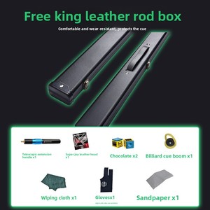 Taco de billar de madera de fresno hecho a mano, sin pintura, con incrustaciones, punta pequeña, para billar chino de 8 bolas y snooker, todo en uno, King <span class=keywords><strong>Galo</strong></span> - Product Image 3