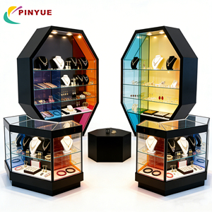 Vitrine de présentation de <span class=keywords><strong>bijoux</strong></span> en verre avec éclairage <span class=keywords><strong>LED</strong></span>, kiosque, couleur personnalisée, acrylique, collier, boucles d'oreilles, bracelet, <span class=keywords><strong>armoire</strong></span> à <span class=keywords><strong>bijoux</strong></span> pour boutique - Product Image 1