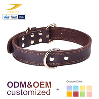Collier pour chien en cuir véritable personnalisé par le fabricant, double couture, boucle en or rose, anneau en D durable, doublure intérieure douce