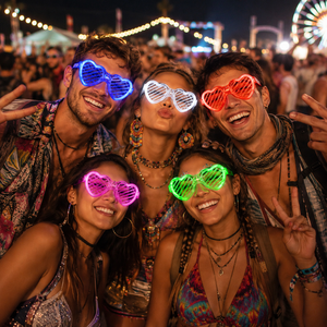 Lunettes <span class=keywords><strong>de</strong></span> fête <span class=keywords><strong>LED</strong></span> clignotantes ANSOO 2026, multicolores, en forme <span class=keywords><strong>de</strong></span> cœur, 3 modes, à piles - Product Image 2