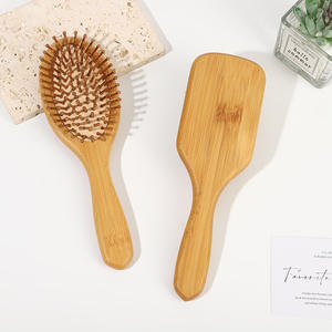 Cepillo de pelo de bambú de madera para masaje desenredante cuadrado y ovalado Natural grande para mujer - Product Image 4