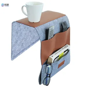 Felt Leather Remote Control Hanging Cup Holder Sofa Tray For Arm Chair Couch Sofa Armrest Organizer Remote Control Organizer