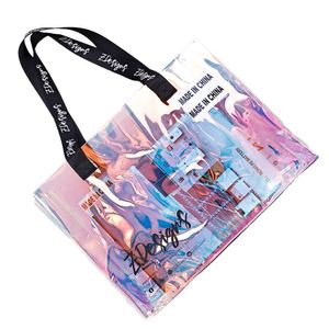 Bolsa de Plástico Transparente Personalizada con Logotipo Impreso, Bolsa de Playa para Compras con Asa de Cuerda, Bolsa Holográfica - Product Image 5