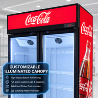 Réfrigérateur vertical sur mesure OEM, vitrine de congélation verticale, refroidisseur commercial avec 2 portes vitrées