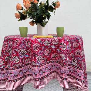 Indian Block Printed Handmade Eco-Friendly Cotton Durable Washable <b>Tablecloth</b> Large Classic Style Dining <b>Table</b> Cover - Product Image 5
