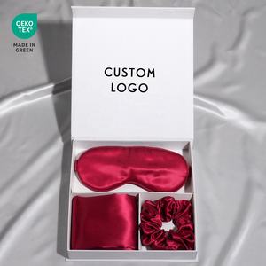 Mejor <span class=keywords><strong>precio</strong></span> logotipo personalizado viaje 100% Mulberry seda regalo conjunto funda de almohada máscara de ojos - Product Image 1