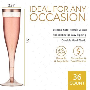 Flûtes de Champagne personnalisées à bord doré, en plastique <span class=keywords><strong>jetable</strong></span> bon marché pour les tasses de fête de mariage Mimosa - Product Image 3