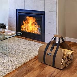 Free Sample Canvas <b>log</b> carrier tote organizer, heavy-duty, large, durable, firewood, waterproof storage <b>bag</b>, straight - Product Image 6