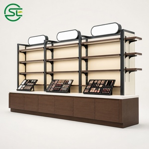 Expositor de Cosméticos Personalizado Tipo Isla, Góndola de Exhibición de Maquillaje para Minoristas, Estantería de Exhibición para Tiendas de Belleza con Marco Metálico e Iluminación LED - Product Image 4