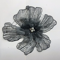 Patch brodé 3D fleur avec perles, applique en dentelle à sequins pour robe de mariée DIY femme, décoré pour design personnalisé