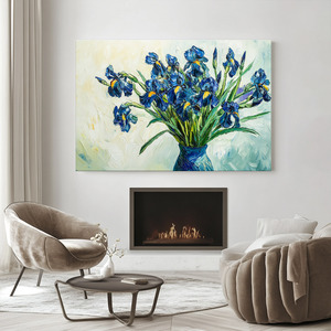 Impasto <span class=keywords><strong>Iris</strong></span> Bouquet Canvas Wall Art - <span class=keywords><strong>Van</strong></span> <span class=keywords><strong>Gogh</strong></span> Style Floral Canvas Print Wall Art para decoración de sala de estar y dormitorio - Product Image 5