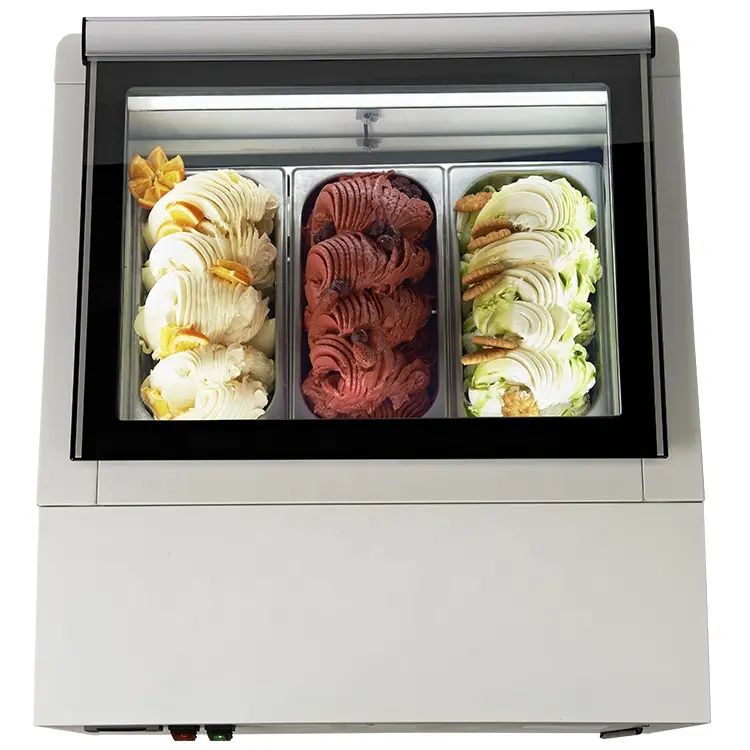 Italiano piccolo mini di modo di forma desktop gelato freezer vetrina popsicl