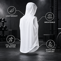 Veste de sport sans manches à capuche en gros, haute qualité, respirante, en polyester, pour le fitness, vente directe d'usine