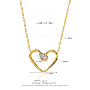 Collier personnalisé avec logo, en acier inoxydable plaqué or 18 carats, résistant à l'eau et inaltérable, avec zircon en forme de cœur pour femme - Product Image 6