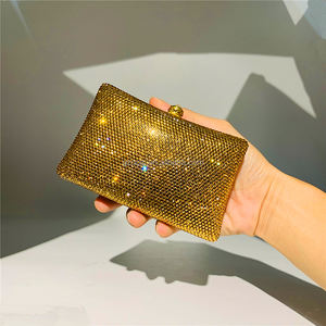 Bolso de noche de cristal dorado hecho a mano para mujer, cartera de mano de alta calidad para boda, OC4354 - Product Image 2