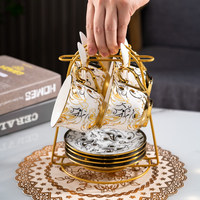 Service à café et à thé en céramique de style européen, 10 pièces, luxe léger, pour salons de beauté, décoration de la maison et du salon
