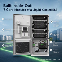 Système de stockage d'énergie à refroidissement liquide 100 kWh 261 kWh 125 kW, système de stockage d'énergie industriel et commercial BESS, batterie Lifepo4, conteneur extérieur IP54