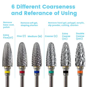 Super Cut Carbide Nail <b>Drill</b> <b>Bits</b> Milling Cutter Flame Pro Sharp Durable Hard Gel Grinding Polishing Manicure Salon Tools 3/32" - Product Image 4