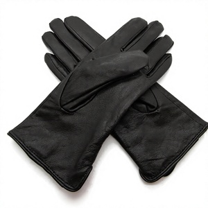 Gants longs en cuir d'agneau noir de luxe, design uni, non doublés, pour femme, élégants, pour un usage décontracté en hiver - Product Image 1
