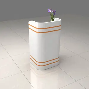 Mini caja de efectivo <span class=keywords><strong>barata</strong></span> para peluquería, salón de peluquería de tamaño de hotel para tienda minorista, pantalla redonda de pie, led dorado, escritorio de recepción - Product Image 5